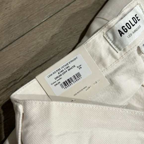 NWT AGOLDE Lana mid rise vintage straight jeans in off white Drum - Picture 5 of 5